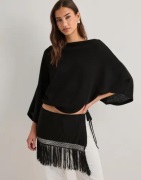 Nelly - Musta - Fringe Tie Mini Skirt