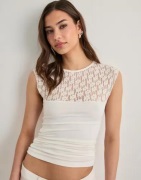 Nelly - Valkoinen - Lace Blocking Sleeveless Top