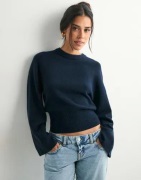 Gina Tricot - Sininen - Wide sleeve knitted top