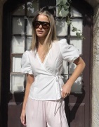 Nelly - Valkoinen - Puff Sleeve Wrap Blouse