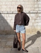 Nelly - Sininen - Wide Strap Jeans Shorts