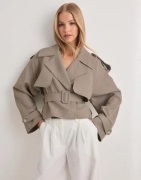 Gina Tricot - Beige - Short belted trench coat