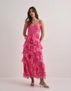 Vero Moda - Vaaleanpunainen - Vmsmilla S/L V-Neck Long Frill Dres